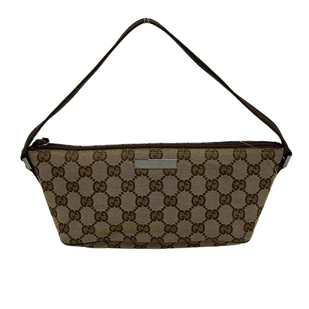 Gucci GG Handbag 7198 Dark Brown Beige Jacquard Leather